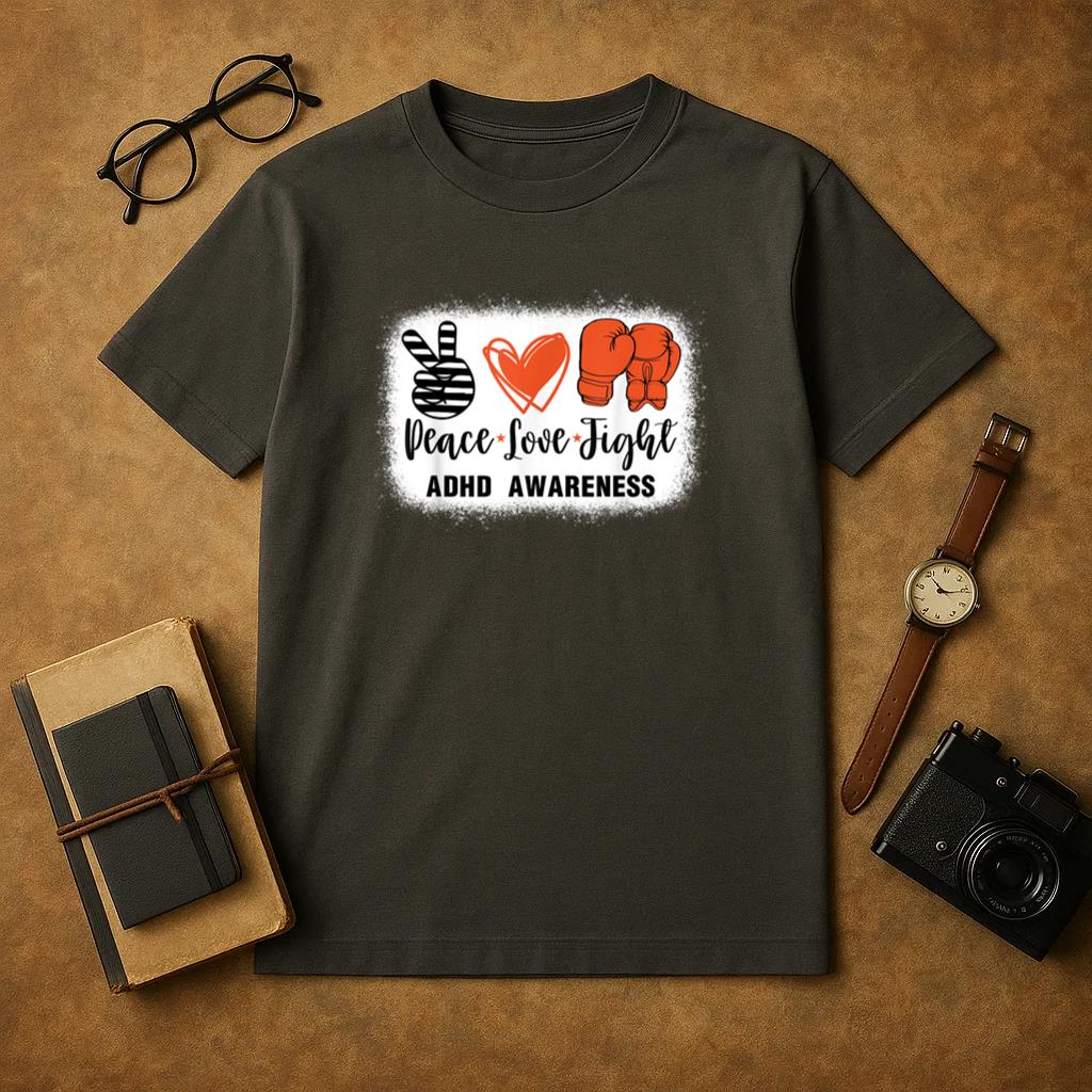 ADHD Awareness Peace Love Boxing T-Shirt