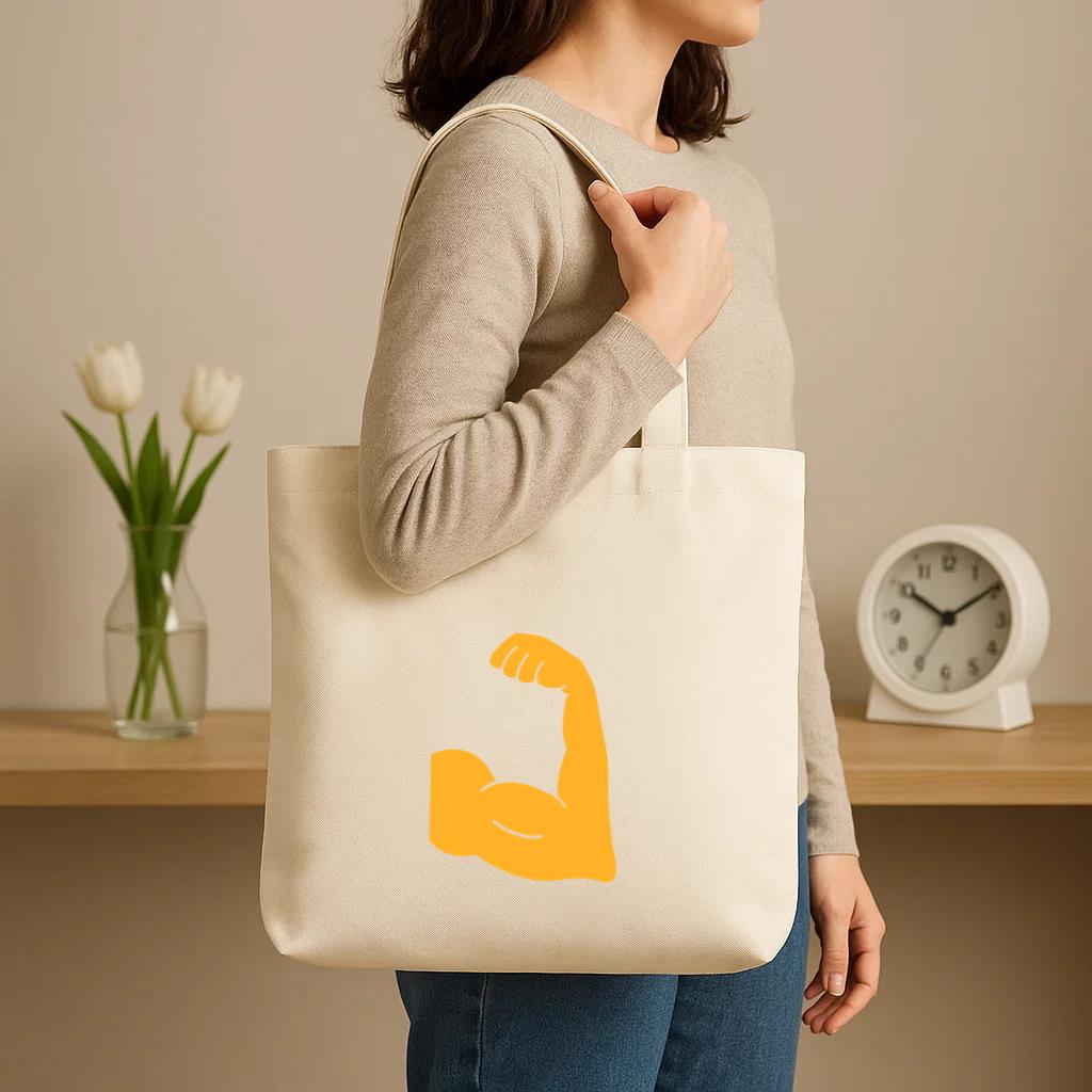 Arm Muscles Cut Out Canvas Tote Bag - Image 3