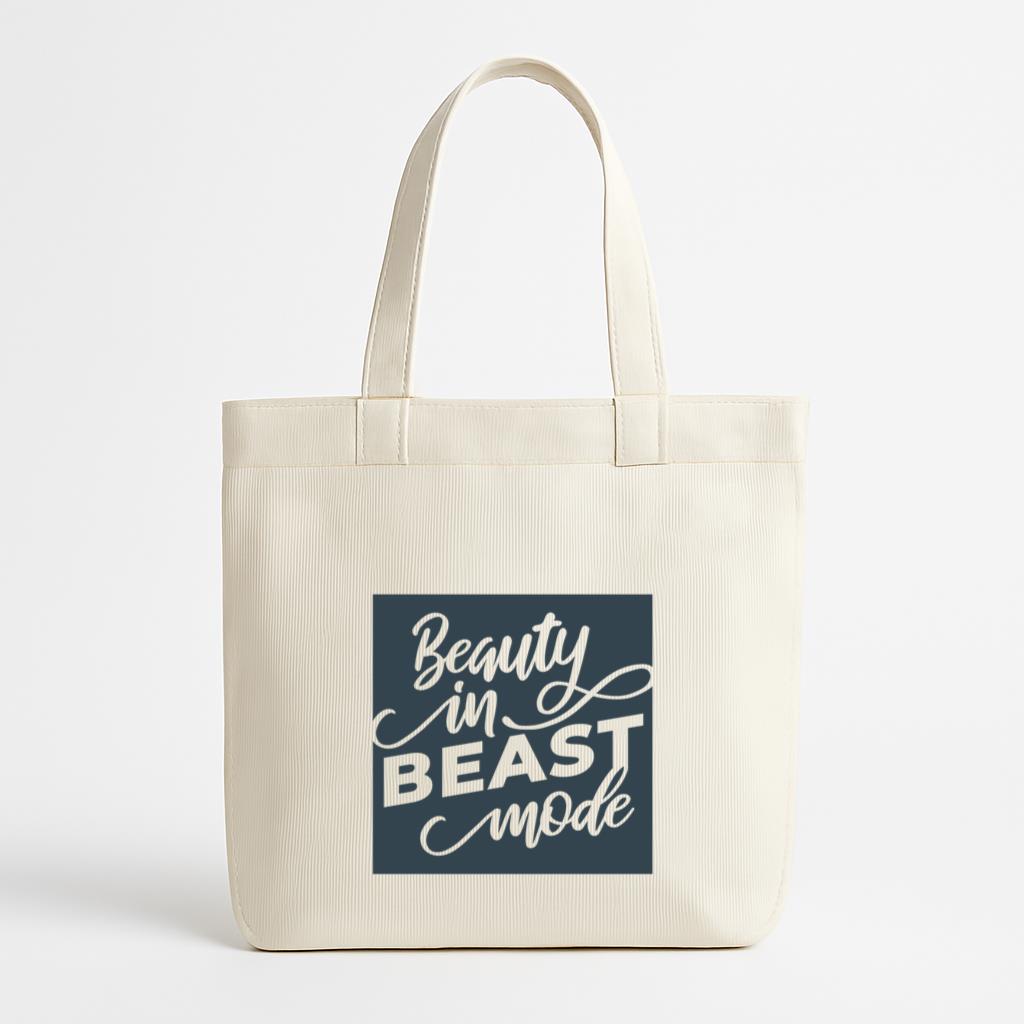 Beast Mode Lettering Phrase Workout Canvas Tote Bag