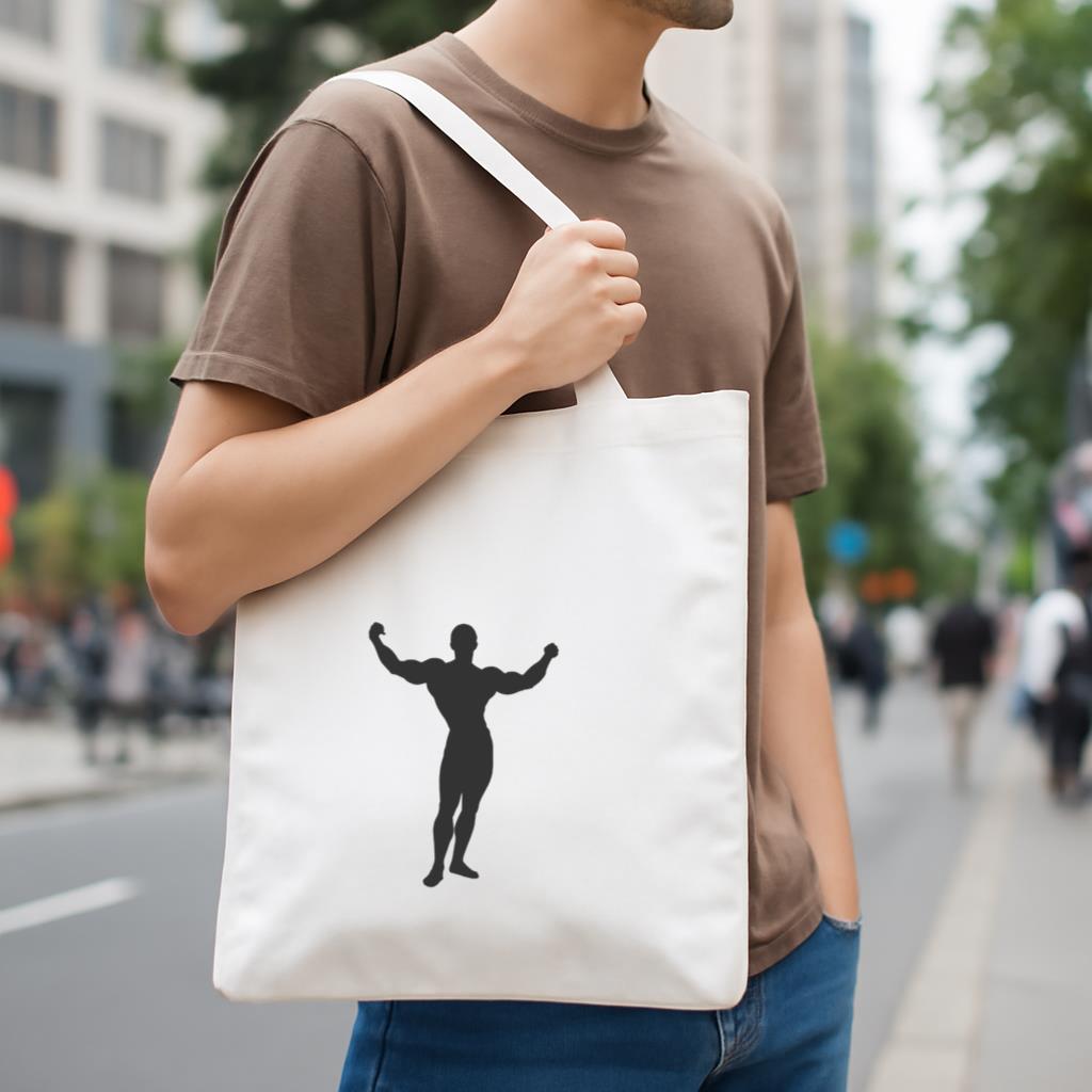 Bodybuilder Crucifix Pose Silhouette Canvas Tote Bag - Image 4