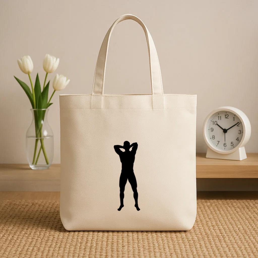 Bodybuilder Gym Man Silhouette Canvas Tote Bag - Image 2