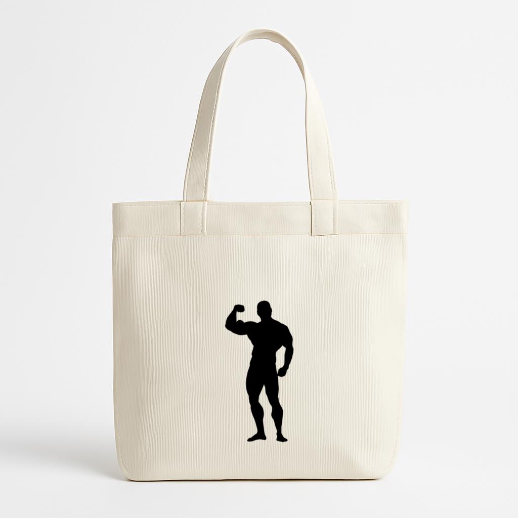 Bodybuilder Man Silhouette Canvas Tote Bag