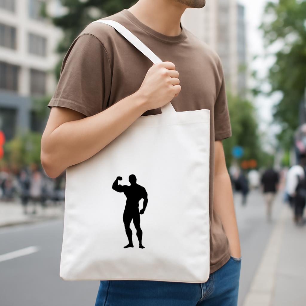 Bodybuilder Man Silhouette Canvas Tote Bag - Image 4