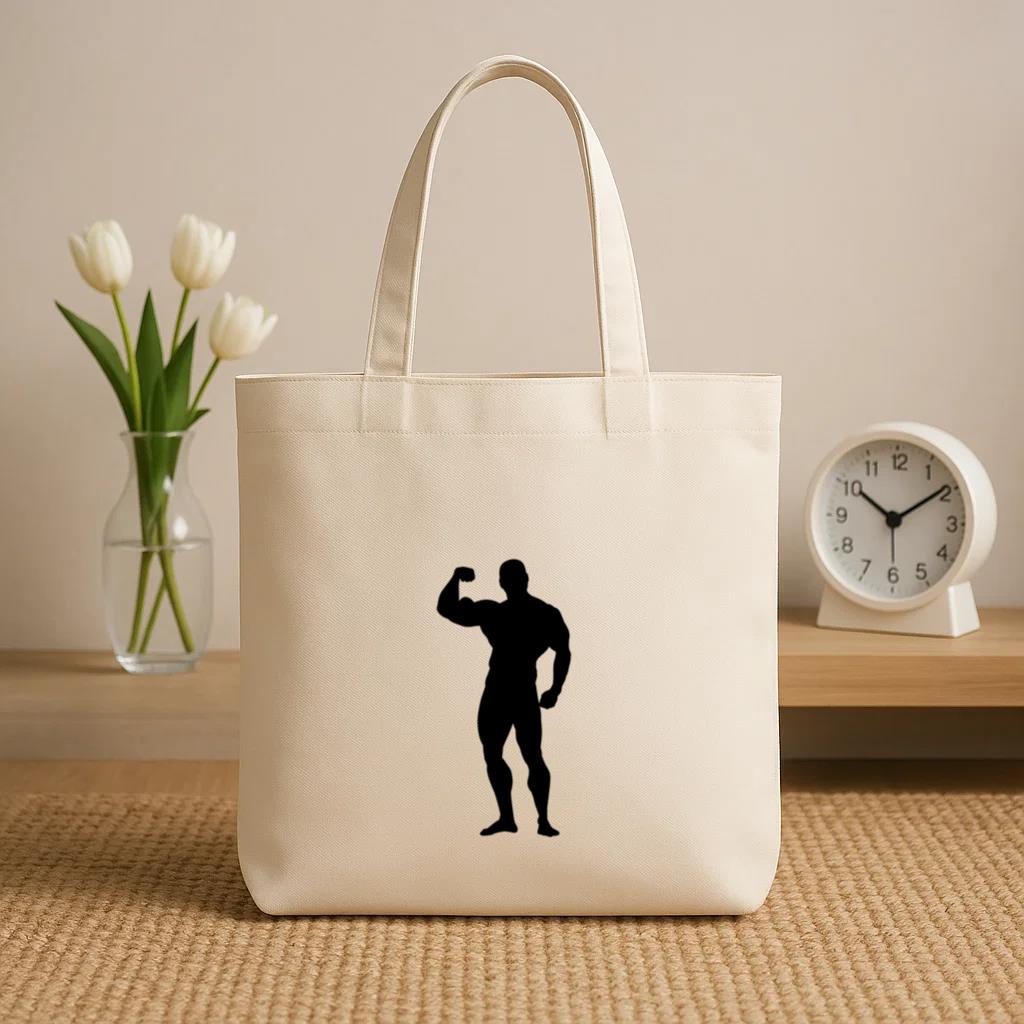 Bodybuilder Man Silhouette Canvas Tote Bag - Image 2