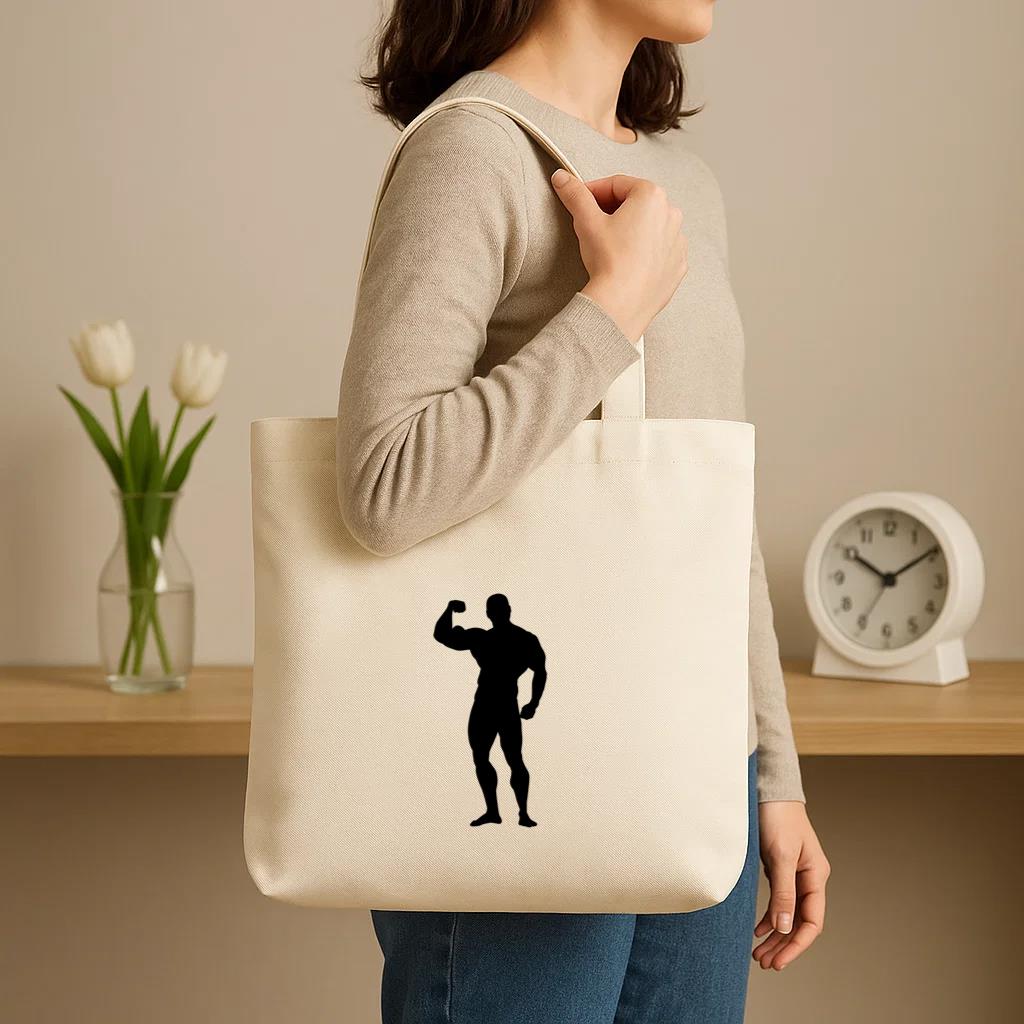 Bodybuilder Man Silhouette Canvas Tote Bag - Image 3