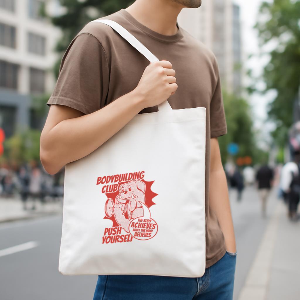 Bodybuilding Club Push Achieves What The Mind Believes Canvas Tote Bag - Image 4
