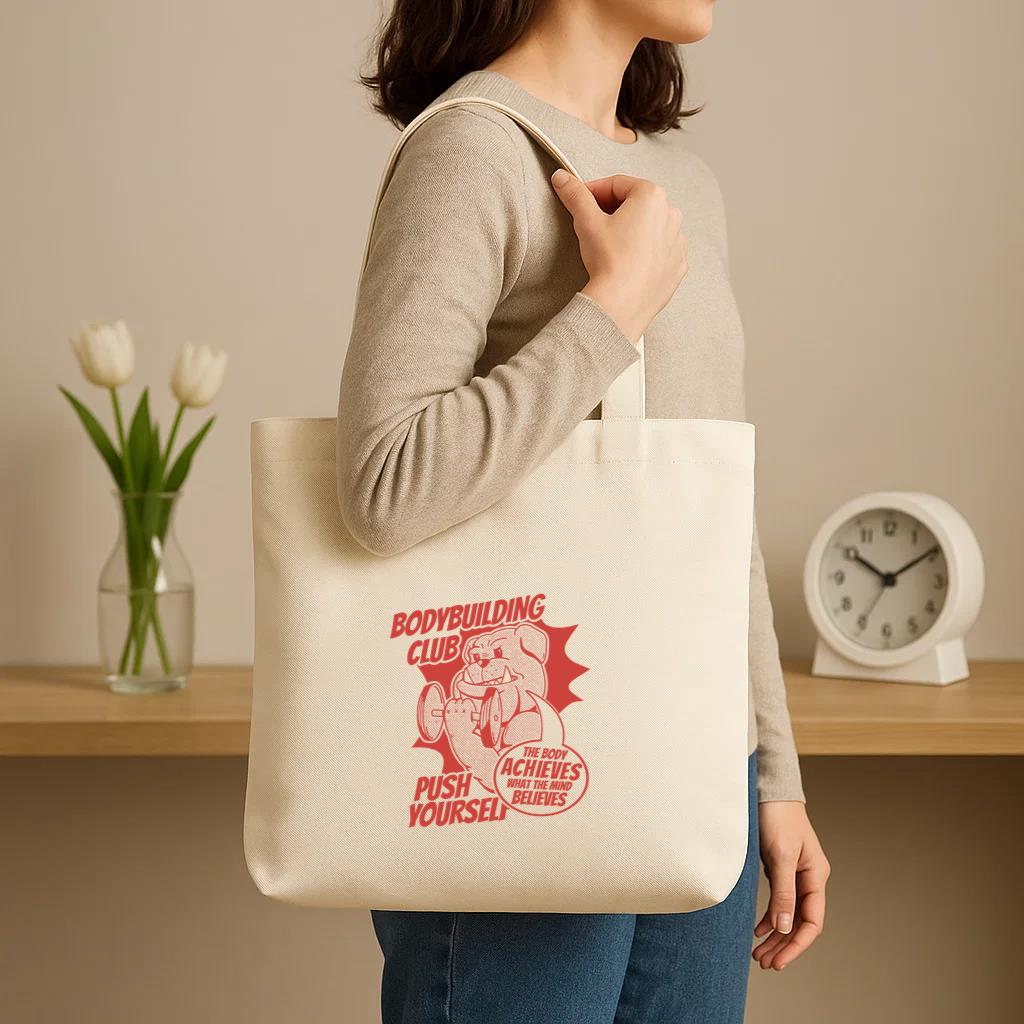 Bodybuilding Club Push Achieves What The Mind Believes Canvas Tote Bag - Image 3