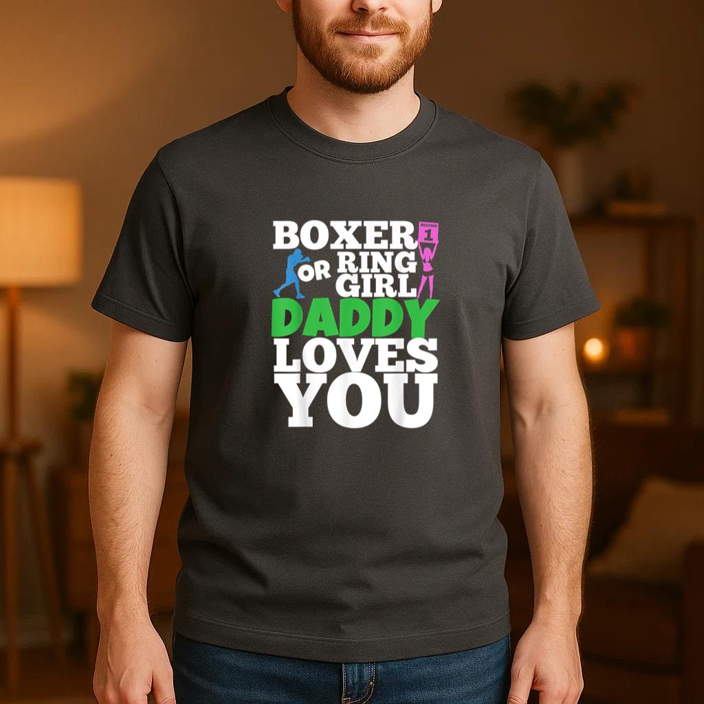Boxer Or Ring Girl Daddy Loves You Boxing T-Shirt - Image 4