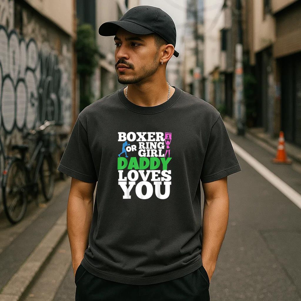 Boxer Or Ring Girl Daddy Loves You Boxing T-Shirt - Image 3
