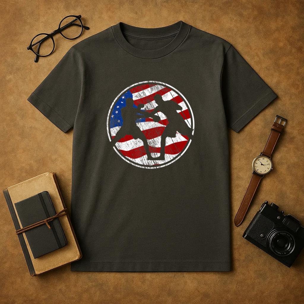 Boxing American Flag USA T-Shirt