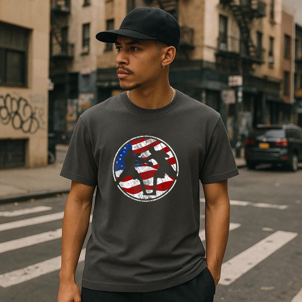 Boxing American Flag USA T-Shirt - Image 2