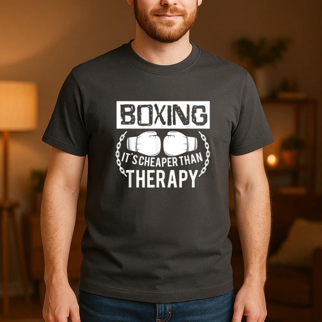 Boxing Better Than Therapy T-Shirt - Image 4