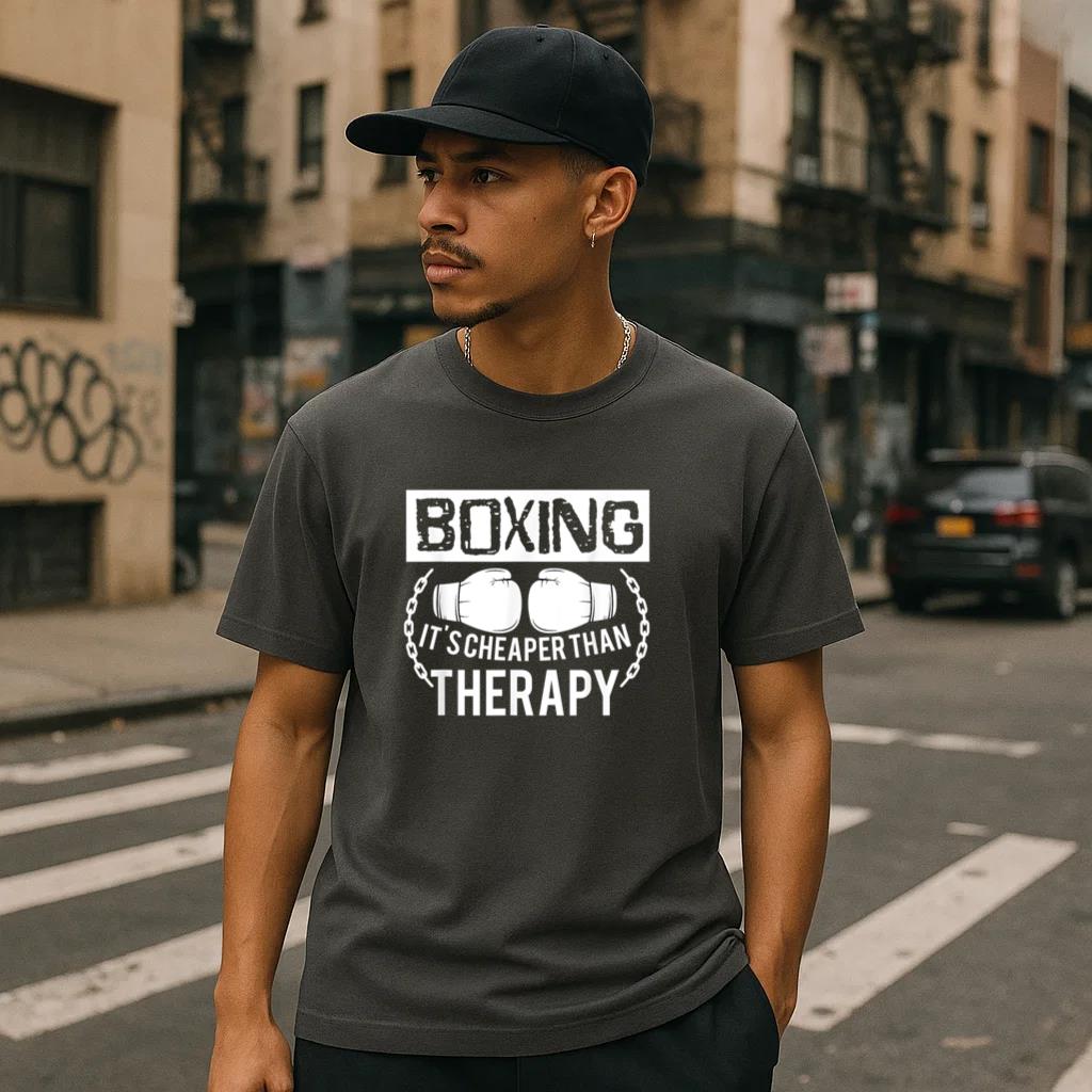 Boxing Better Than Therapy T-Shirt - Image 2