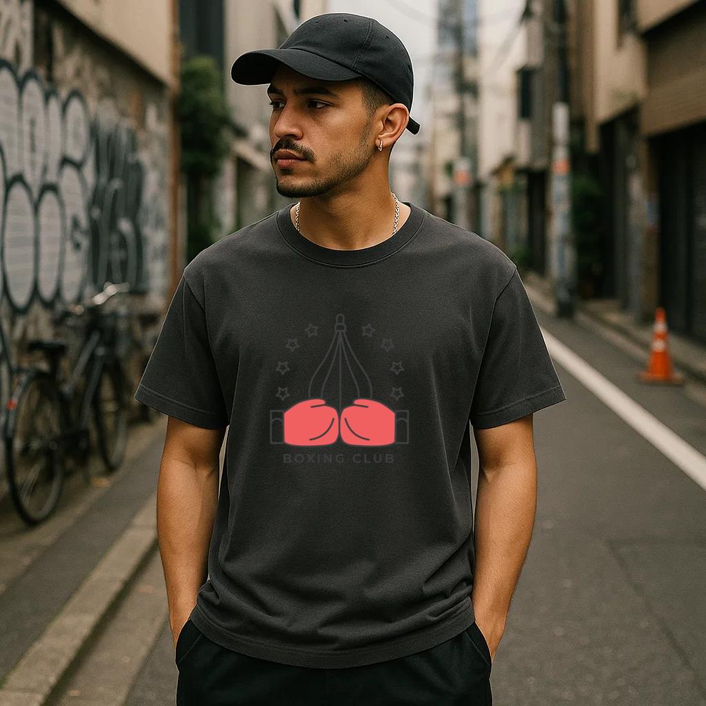 Boxing Club Punchbag Glove Boxing Glove Star Colored Badge Sticker T-Shirt - Image 3