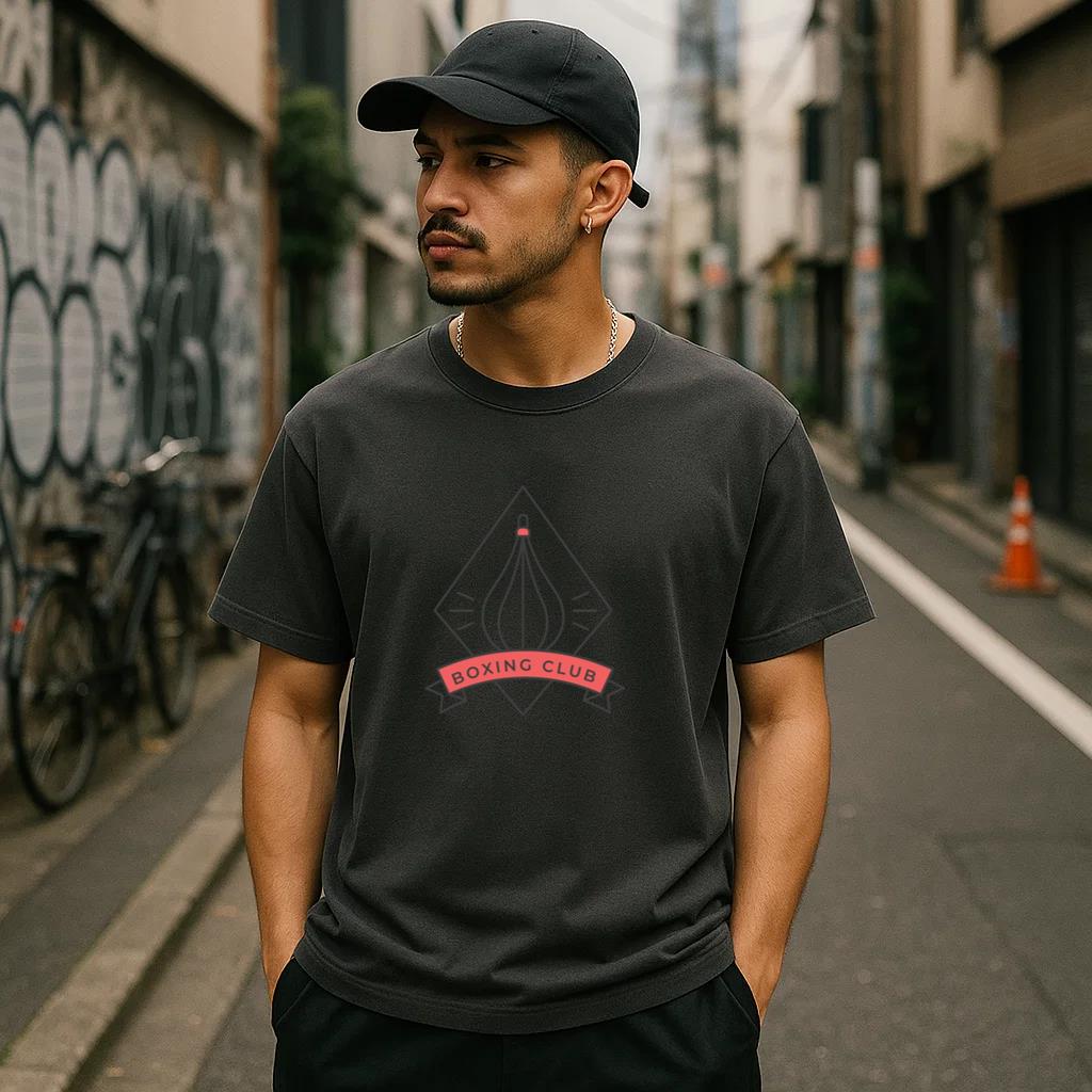 Boxing Club Punchbag Rhomb Colored Badge Sticker T-Shirt - Image 3