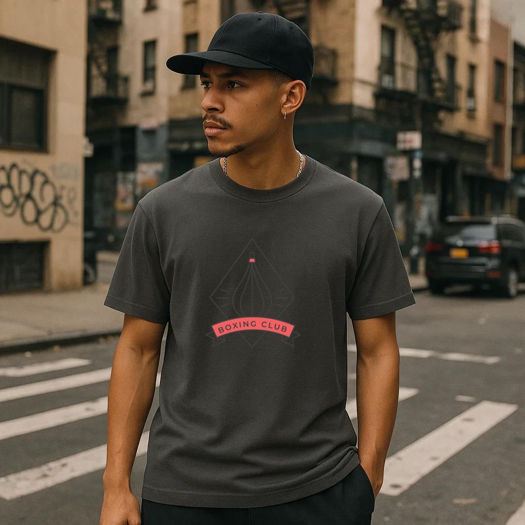 Boxing Club Punchbag Rhomb Colored Badge Sticker T-Shirt - Image 2