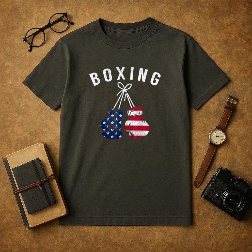Boxing Gloves American Flag USA T-Shirt