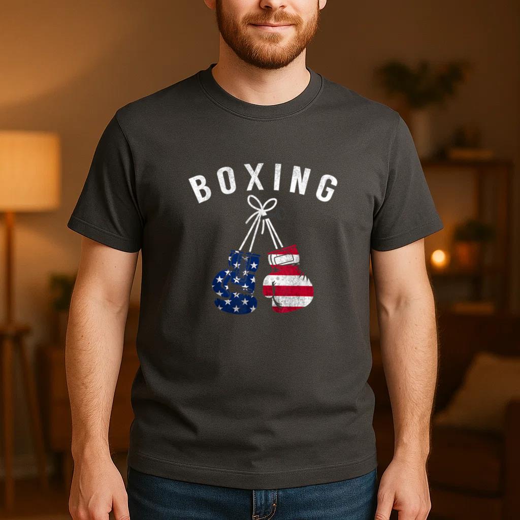 Boxing Gloves American Flag USA T-Shirt - Image 4