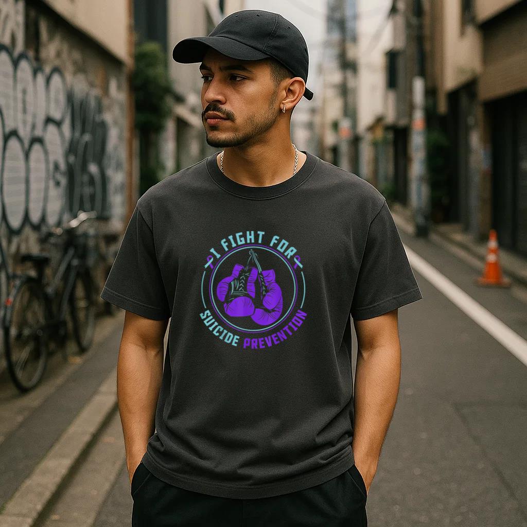 Boxing Gloves I Fight For Suicide Prevention T-Shirt - Image 3