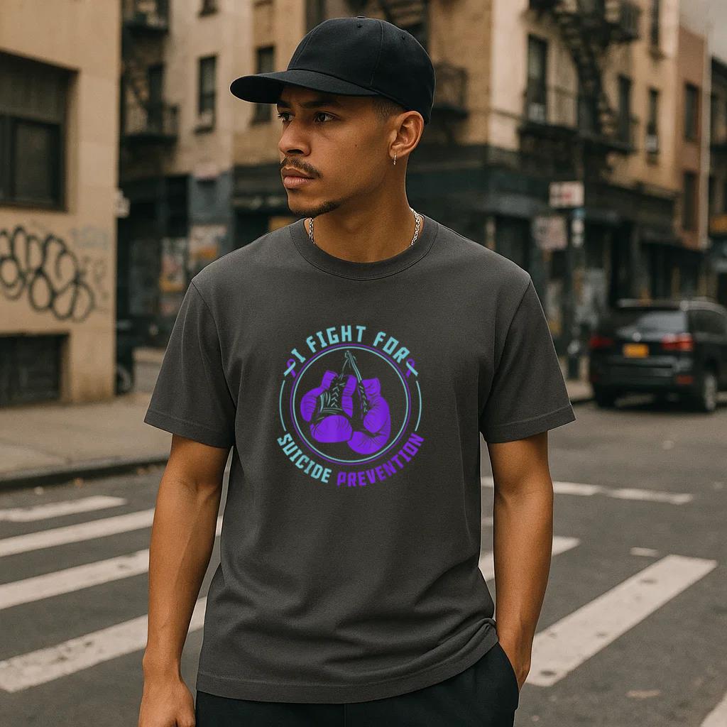 Boxing Gloves I Fight For Suicide Prevention T-Shirt - Image 2