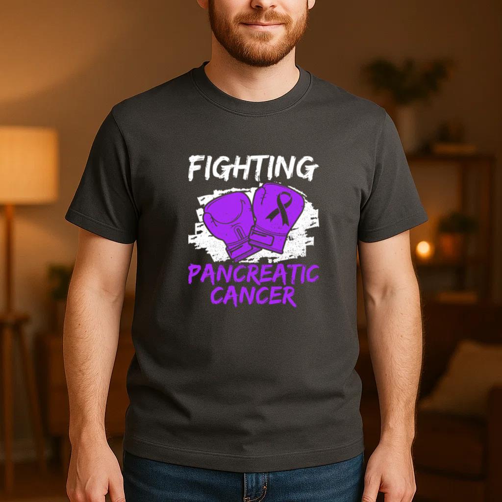 Boxing Gloves Pancreatic Cancer T-Shirt - Image 4