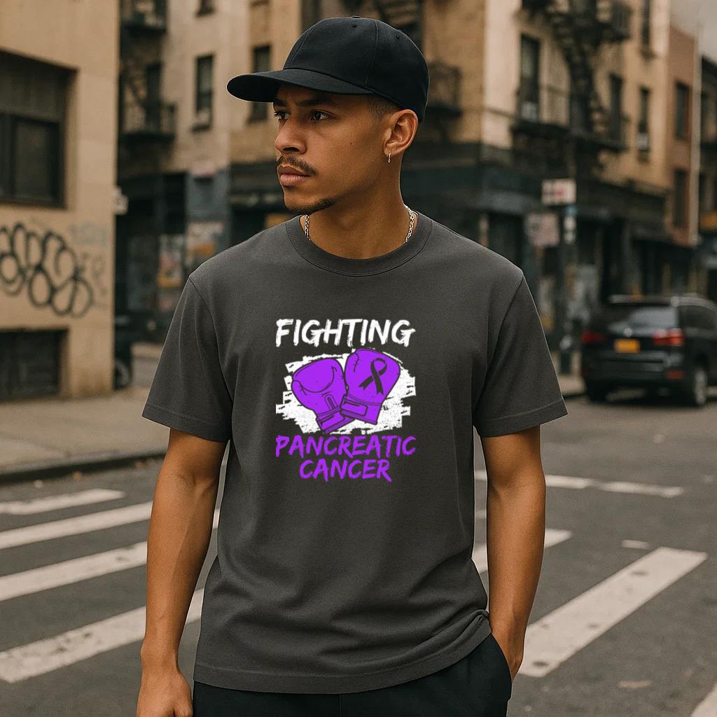 Boxing Gloves Pancreatic Cancer T-Shirt - Image 2