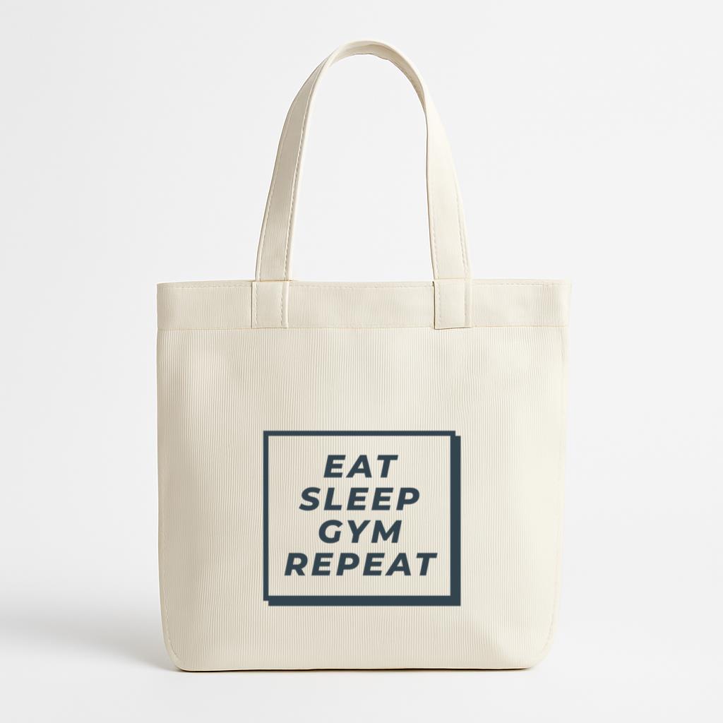 Eat Sleep Gym Repeat Phrase Workout Canvas Tote Bag