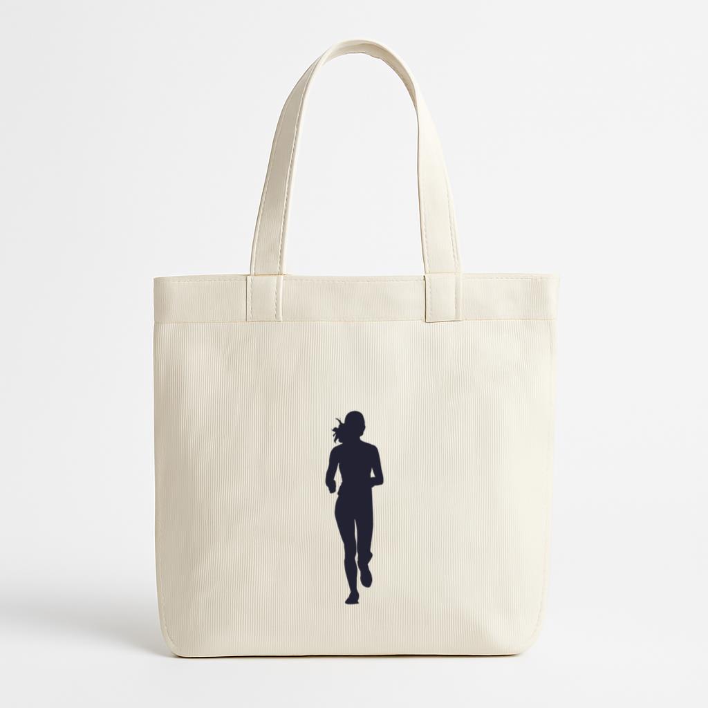 Female Marathon Running Silhouette Canvas Tote Bag