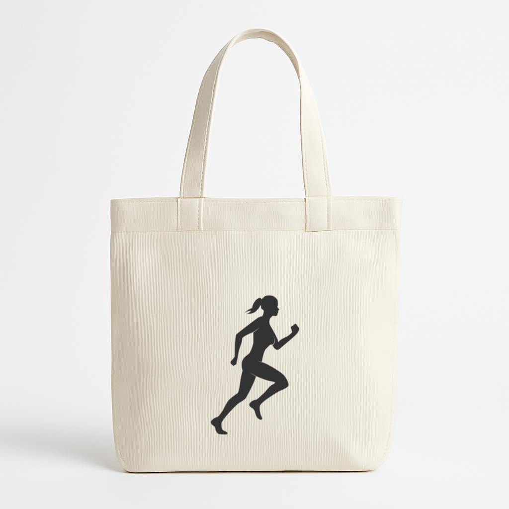 Fitness Woman Silhouette Run Canvas Tote Bag