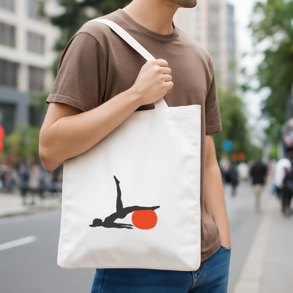 Girl Exercising Pilates Silhouette Canvas Tote Bag - Image 4