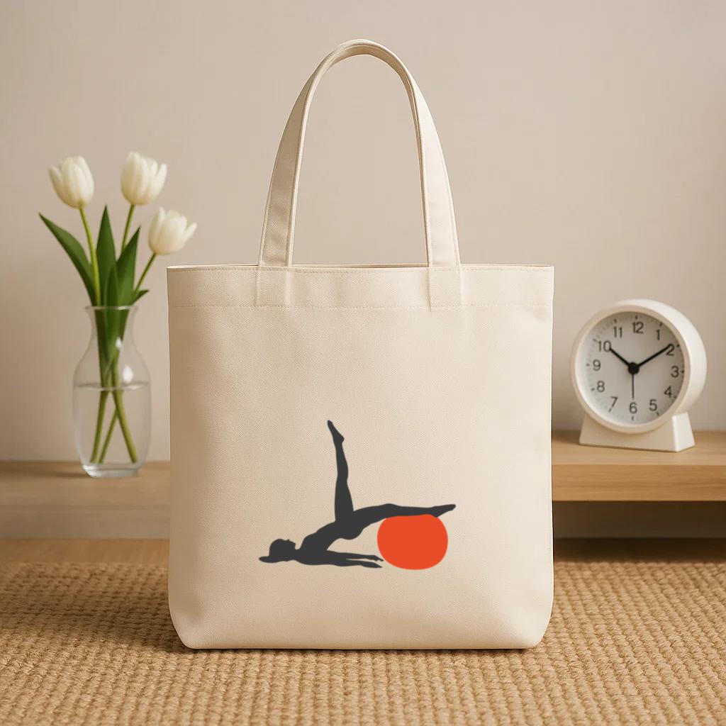 Girl Exercising Pilates Silhouette Canvas Tote Bag - Image 2