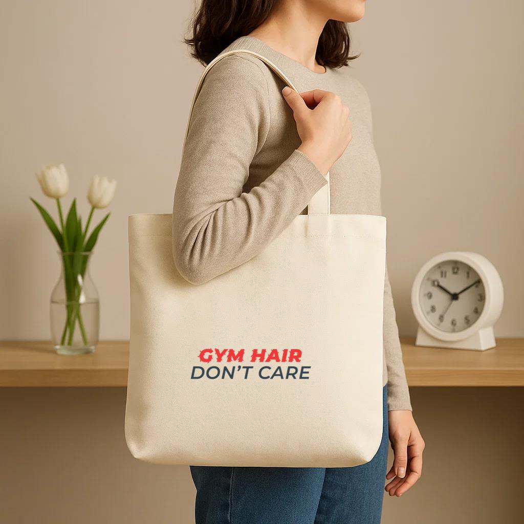 Gym Hair Funny Workout Phrase Canvas Tote Bag - Image 3