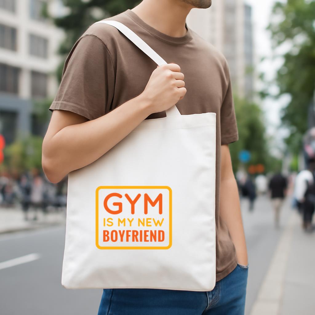 Gym Is My New Boyfriend Quote Canvas Tote Bag - Image 4