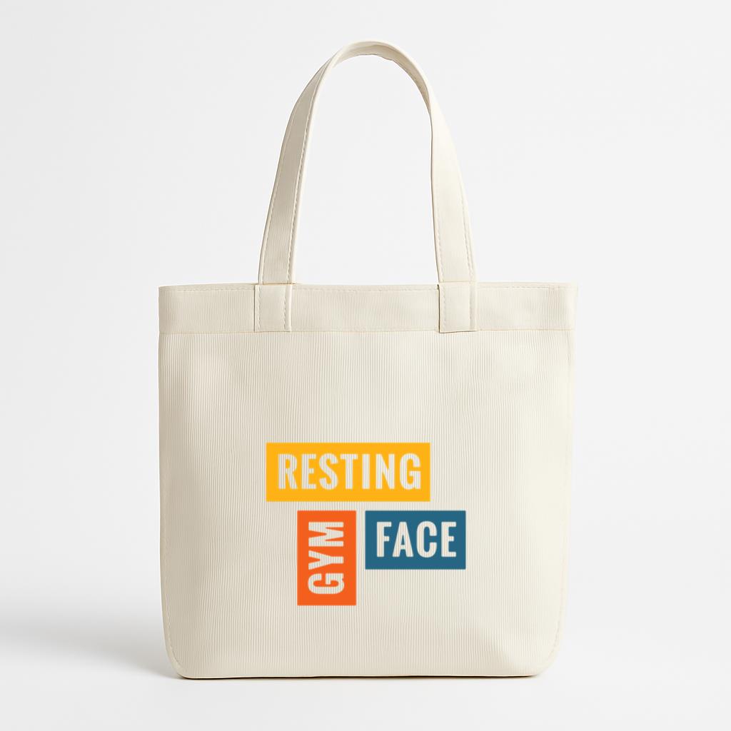 Gym Resting Face Workout Phrase Canvas Tote Bag