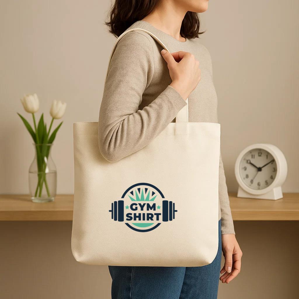 Gym Shirt Badge Canvas Tote Bag - Image 3