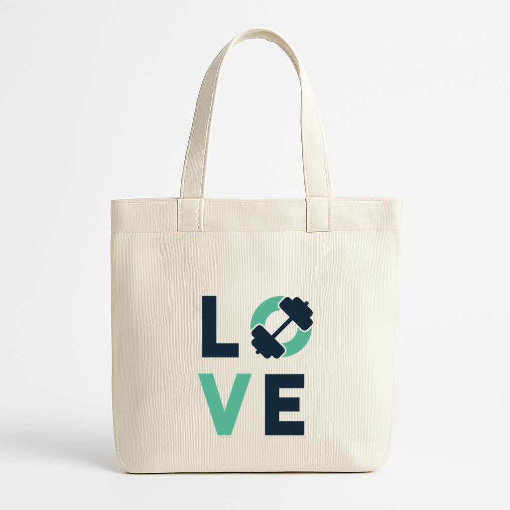 Love Gym Badge Canvas Tote Bag