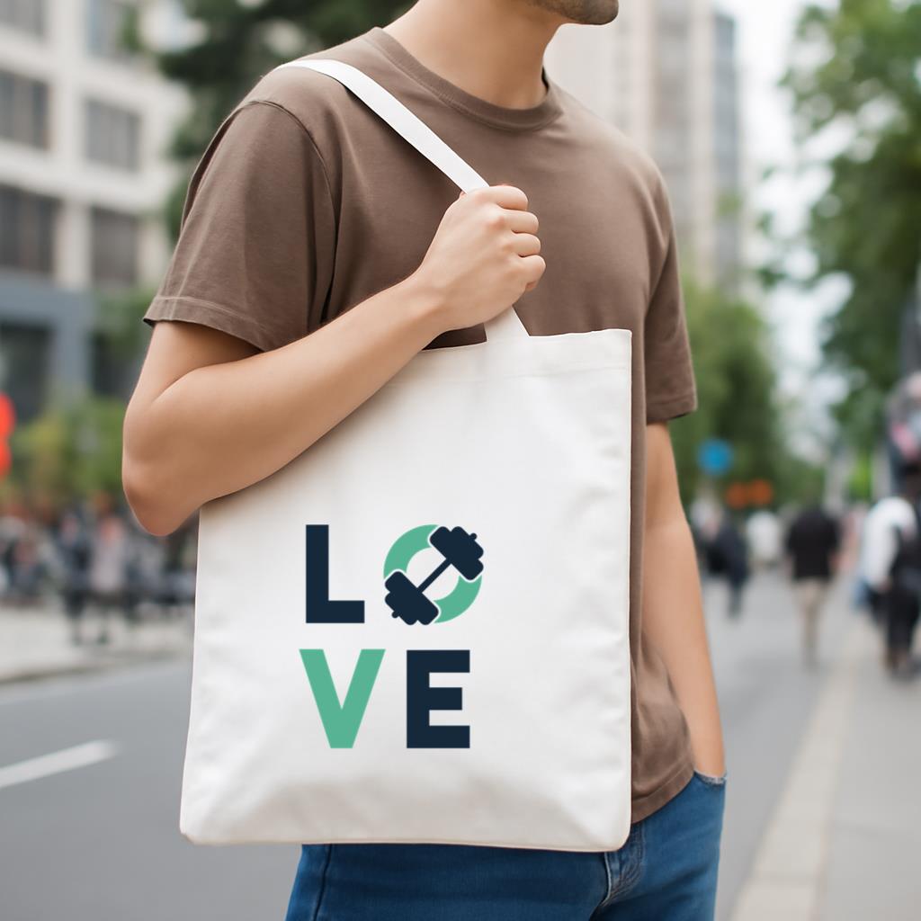 Love Gym Badge Canvas Tote Bag - Image 4