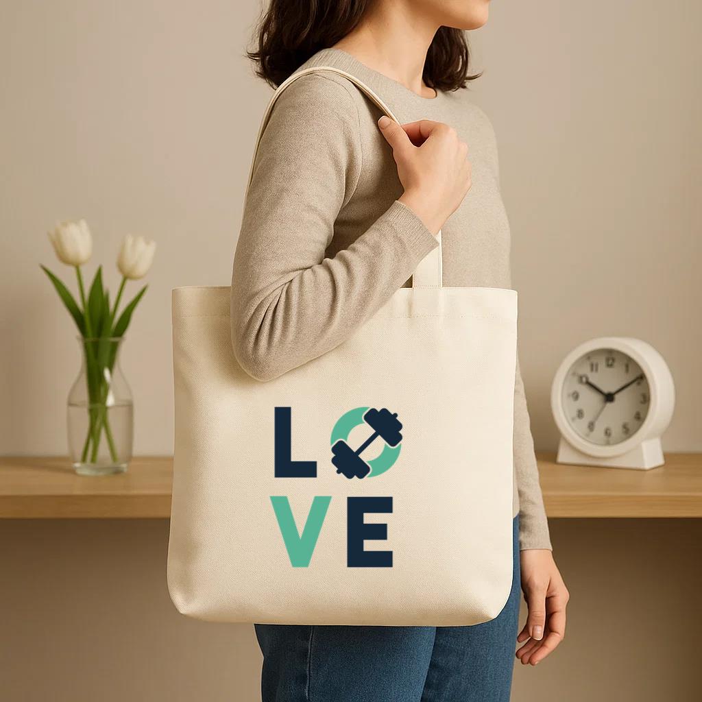 Love Gym Badge Canvas Tote Bag - Image 3
