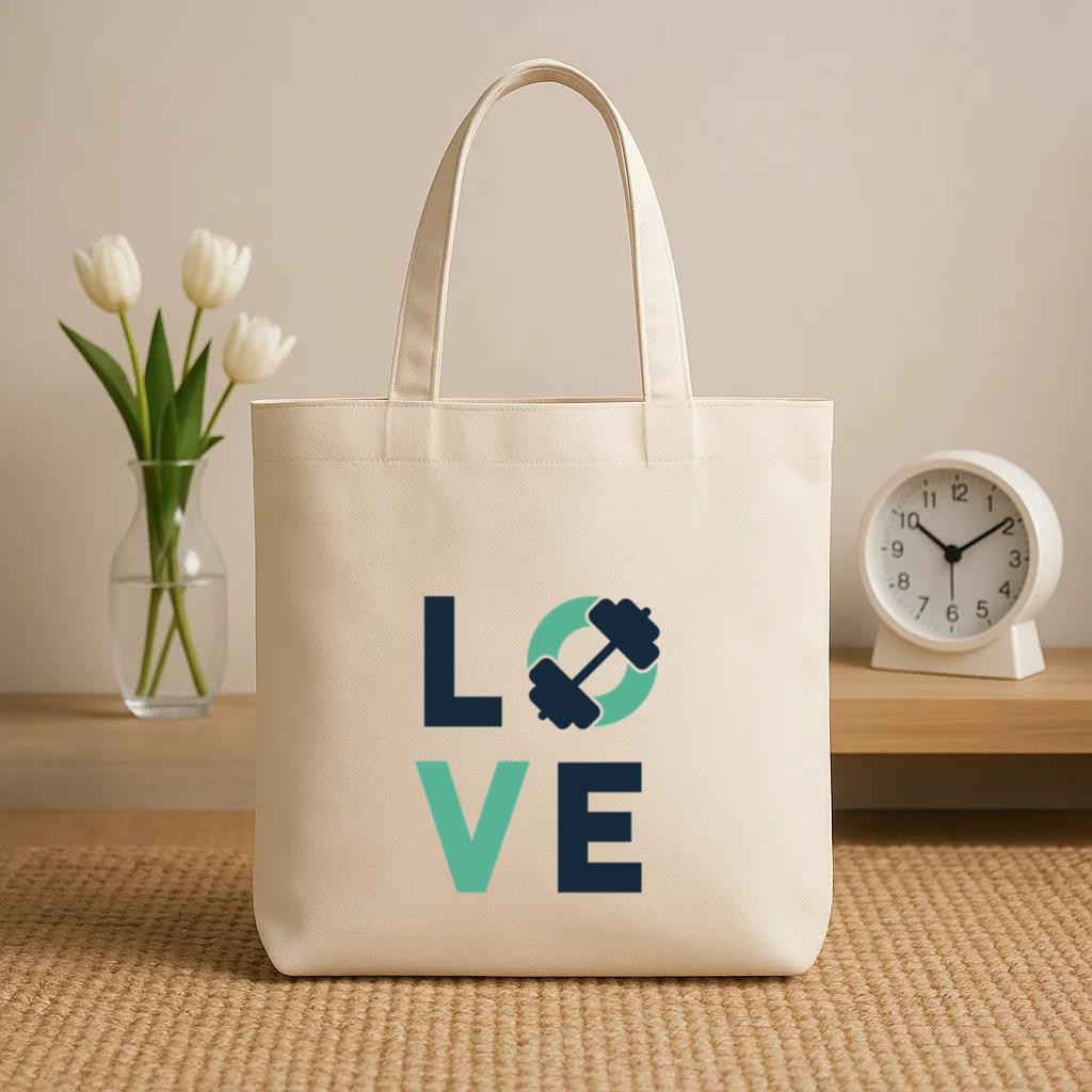 Love Gym Badge Canvas Tote Bag - Image 2