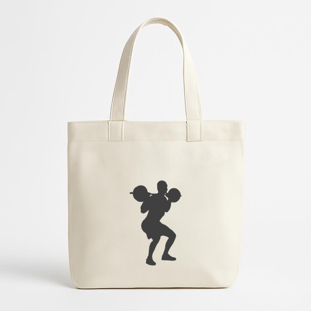 Man Barbell Squat Silhouette Canvas Tote Bag