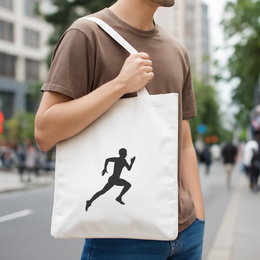 Man Running Hard Silhouette Canvas Tote Bag - Image 4