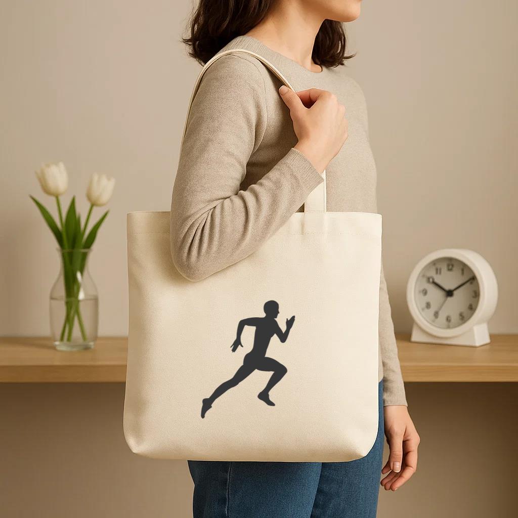 Man Running Hard Silhouette Canvas Tote Bag - Image 3