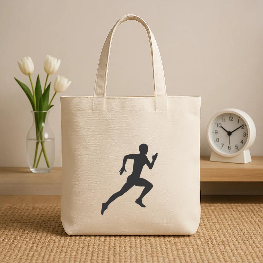 Man Running Hard Silhouette Canvas Tote Bag - Image 2