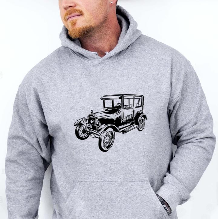 Motor Car Ford Modelt Hand Drawn Hoodie - Image 3
