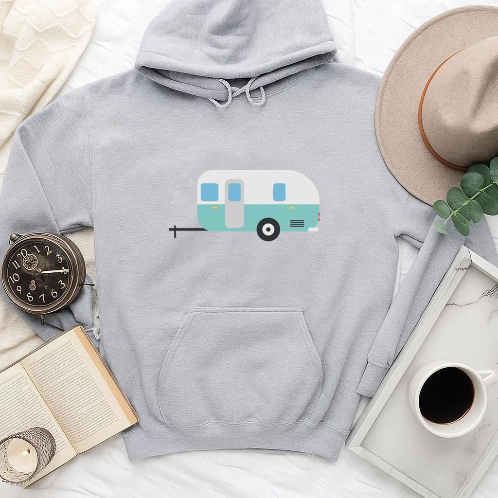 Motor Home Trailer Flat Hoodie - Image 4