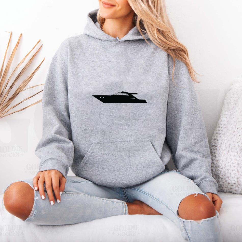 Motor Yacht Ship Silhouette Hoodie - Image 2