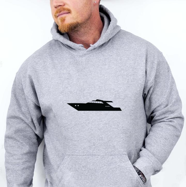Motor Yacht Ship Silhouette Hoodie - Image 3