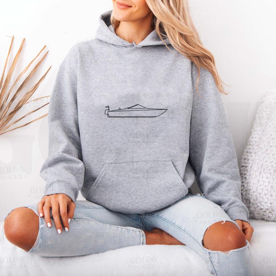 Motorboat Boat Line Hoodie - Image 2