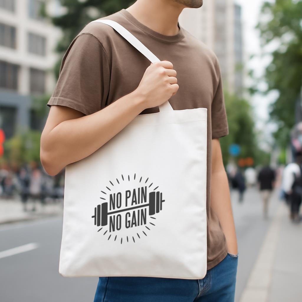 No Pain No Gain Logo Canvas Tote Bag - Image 4