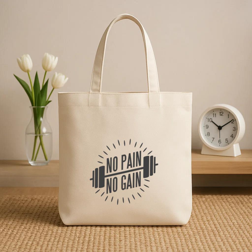 No Pain No Gain Logo Canvas Tote Bag - Image 2